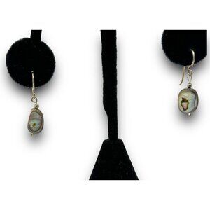 Vintage Abalone & Sterling Silver Drop Earrings Handcrafted Boho Artisan